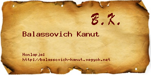 Balassovich Kanut névjegykártya